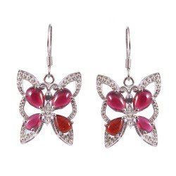 Redgem Silver Dangle Earrings jewelery Natural Garnet Red