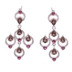 Redgem jewelery Silver Dangle Earrings Natural Smoky Quartz Brown