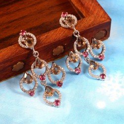 Redgem jewelery Silver Dangle Earrings Natural Smoky Quartz Brown