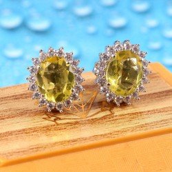 Redgem Silver Stud Earrings Natural Lemon Lemon Color