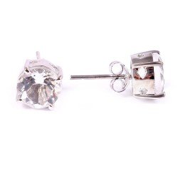 Redgem Silver Stud Earrings Natural Crystal Quartz Colorless