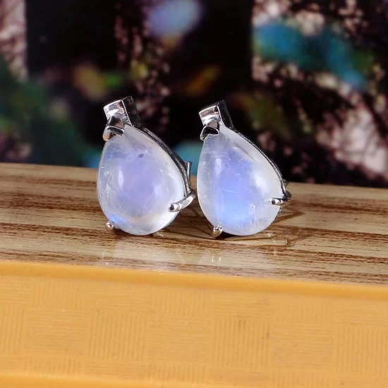 Blue Moonstone and Pear-shaped Aquamarine Cabochon Earrings – Christopher  Duquet Fine Jewelry