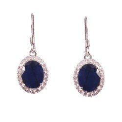 Redgem Silver Dangle Earrings Natural Blue Sapphire