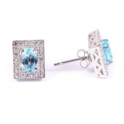 Redgem Silver Stud Earrings Natural Sky Blue Topaz Sky Blue 925 jewelery