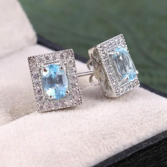 redgem silver stud earrings natural sky blue topaz sky blue 925 jewelery jaer166 women's fashion redgem silver stud earrings natural sky blue topaz sky blue 925 jewelery redgem 529