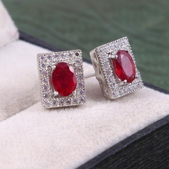 redgem silver stud earrings precious gem natural ruby red jaer169 women's fashion redgem silver stud earrings precious gem natural ruby red redgem 532