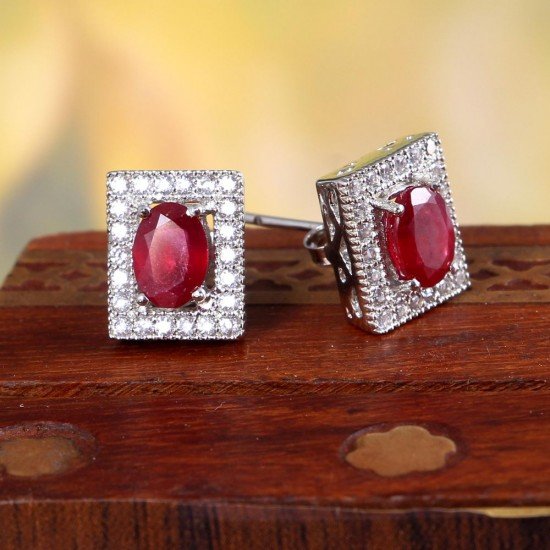 redgem silver stud earrings precious gem natural ruby red jaer169 women's fashion redgem silver stud earrings precious gem natural ruby red redgem 532