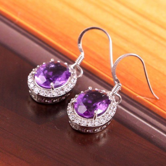 redgem jewelery 925silver dangle earrings natural amethyst purple jaer177 women's fashion redgem jewelery 925silver dangle earrings natural amethyst purple redgem 540