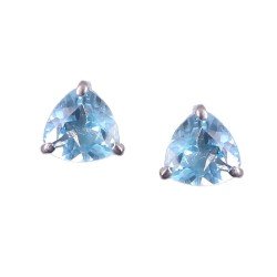 Redgem 925 Silver Stud Earrings Natural Sky Blue Topaz