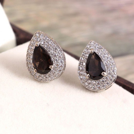 redgem silver stud earrings natural smoky quartz brown jaer188 women's fashion redgem silver stud earrings natural smoky quartz brown redgem 551