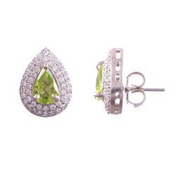 Redgem Silver Stud Earrings Natural Peridot Green