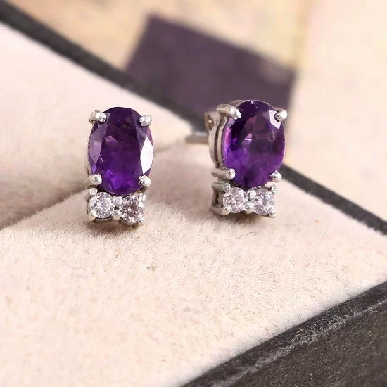redgem 925 silver stud earringsnatural amethyst purple jaer197 women's fashion redgem 925 silver stud earringsnatural amethyst purple redgem 559