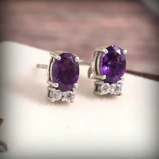 redgem 925 silver stud earringsnatural amethyst purple jaer197 women's fashion redgem 925 silver stud earringsnatural amethyst purple redgem 559