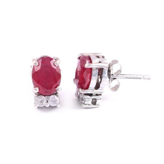 redgem silver stud earrings natural ruby red jaer198 women's fashion redgem silver stud earrings natural ruby red redgem 560