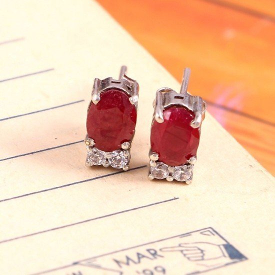 redgem silver stud earrings natural ruby red jaer198 women's fashion redgem silver stud earrings natural ruby red redgem 560