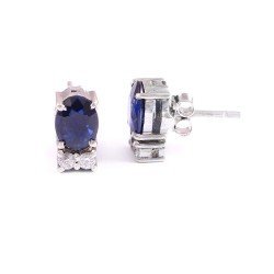 Redgem Silver Stud Earrings Precious Gem Natural Blue Sapphire