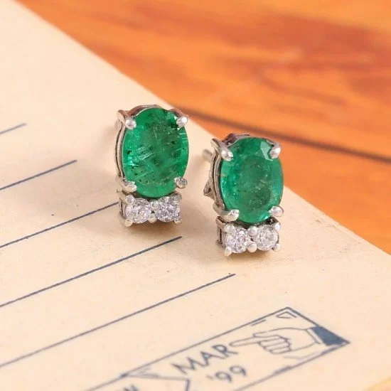 redgem silver stud earrings natural emerald green jaer203 women's fashion redgem silver stud earrings natural emerald green redgem 565