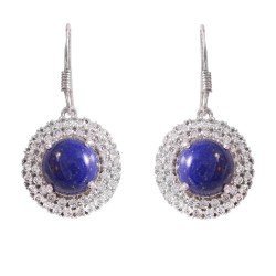 Redgem Silver Dangle Earrings Natural Lapis Lazuli Blue