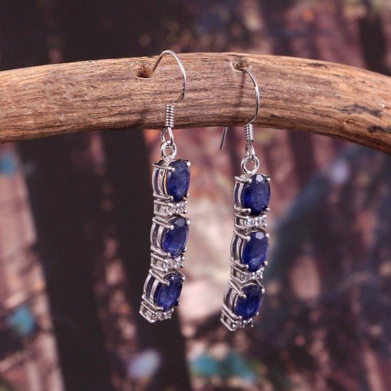 redgem 925 silver dangle earrings blue sapphire jaer21 women's fashion redgem 925 silver dangle earrings blue sapphire redgem 394