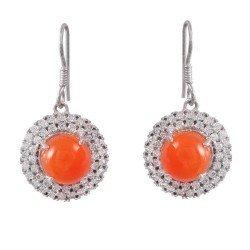 Redgem Silver Dangle Earrings Natural Onyx Red