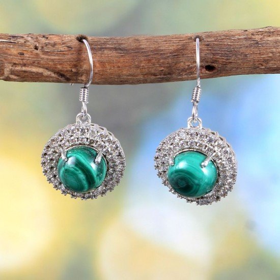 redgem silver dangle earrings natural malachite green jaer212 women's fashion redgem silver dangle earrings natural malachite green redgem 574