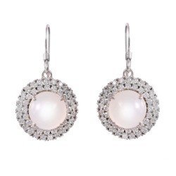 Redgem Silver Dangle Earrings Natural Moonstone White