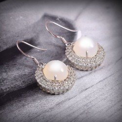 Redgem Silver Dangle Earrings Natural Moonstone White