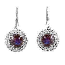 Redgem Silver Dangle Earrings Natural Labradorite Grey