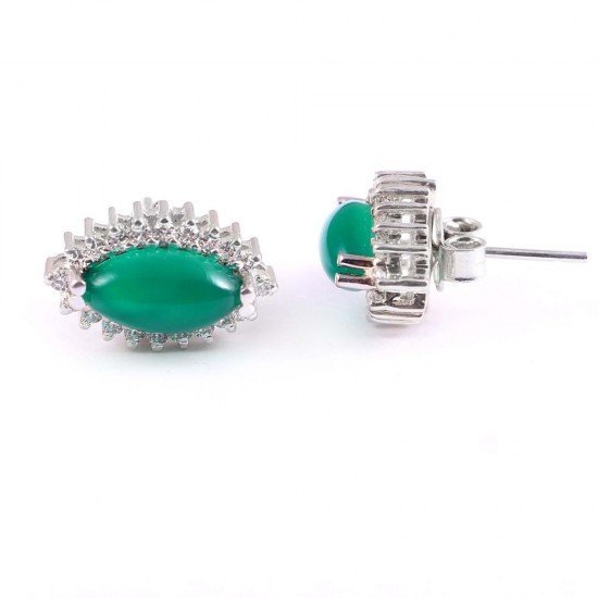 redgem 925 silver stud earrings natural onyx green jaer221 women's fashion redgem 925 silver stud earrings natural onyx green redgem 583