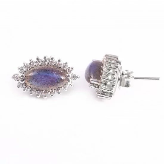 redgem 925 silver stud earrings natural labradorite grey jaer222 women's fashion redgem 925 silver stud earrings natural labradorite grey redgem 584