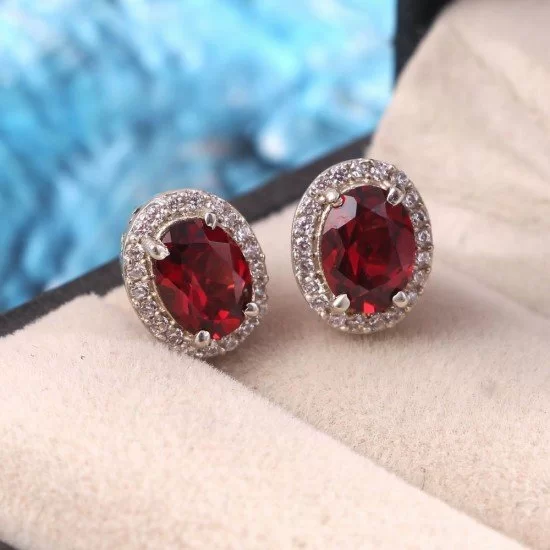 redgem 925 silver stud earrings natural garnet red jaer225 women's fashion redgem 925 silver stud earrings natural garnet red redgem 587