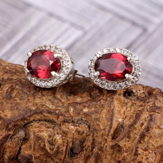 redgem 925 silver stud earrings natural garnet red jaer225 women's fashion redgem 925 silver stud earrings natural garnet red redgem 587