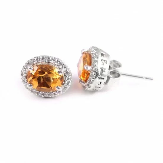 redgem silver stud earrings natural citrine yellow jaer227 women's fashion redgem silver stud earrings natural citrine yellow redgem 589