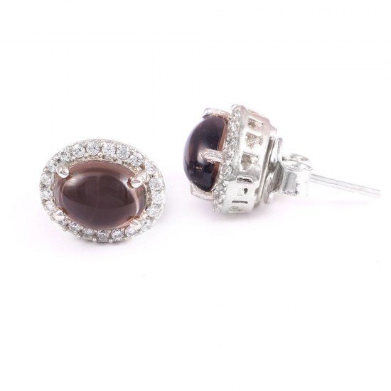 redgem natural smoky quartz brown 925 silver stud earrings jaer231 women's fashion redgem natural smoky quartz brown 925 silver stud earrings redgem 593