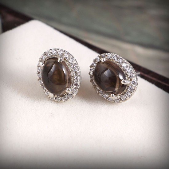 redgem natural smoky quartz brown 925 silver stud earrings jaer231 women's fashion redgem natural smoky quartz brown 925 silver stud earrings redgem 593