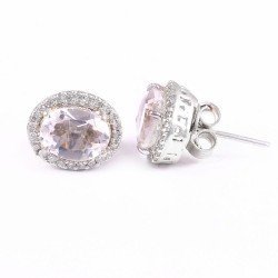 Redgem Silver Stud Earrings Natural Zircon Colorless