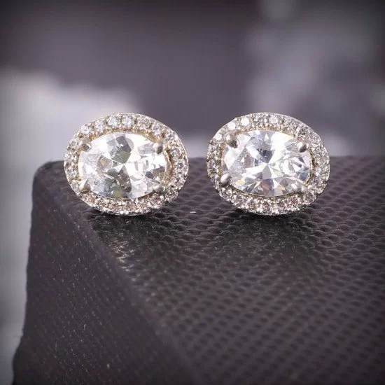 redgem silver stud earrings natural zircon colorless jaer238 women's fashion redgem silver stud earrings natural zircon colorless redgem 600