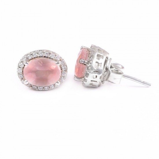 redgem 925 silver stud earrings natural rose quartz pink jaer239 women's fashion redgem 925 silver stud earrings natural rose quartz pink redgem 601