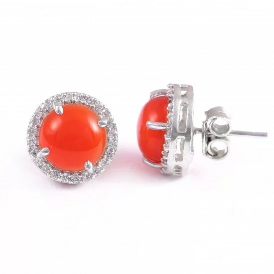 redgem silver stud earrings natural onyx red jaer245 women's fashion redgem silver stud earrings natural onyx red redgem 607