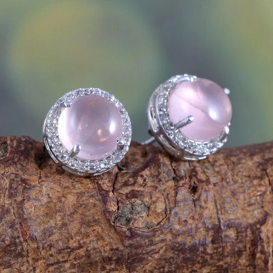 Shop Genuine Rose Quartz Earrings Online - Talk to Crystals