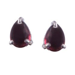 Redgem Natural Red Garnet Oval Stud Earrings in 925 Sterling Silver - 5x7mm Gemstone
