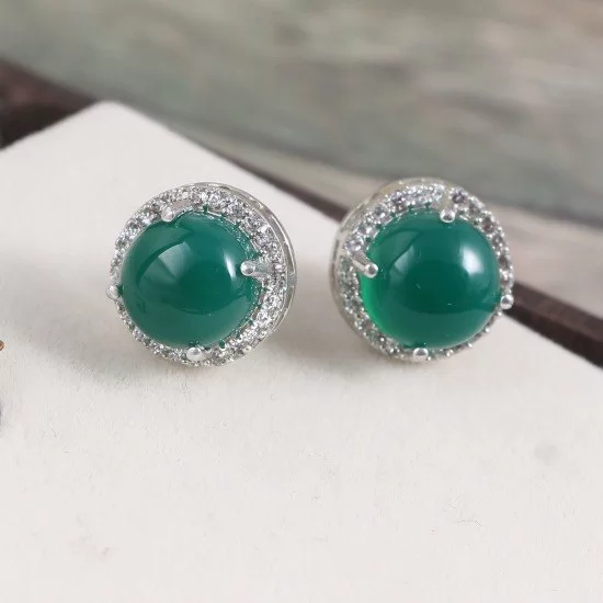 redgem silver stud earrings natural onyx green 925 jewelery jaer250 women's fashion redgem silver stud earrings natural onyx green 925 jewelery redgem 612