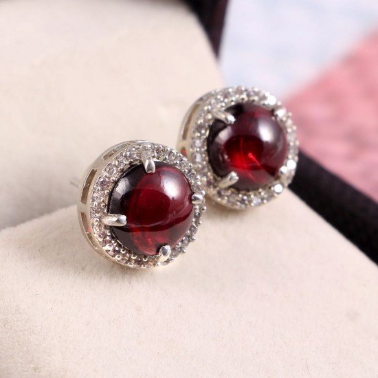 redgem silver stud earrings natural garnet red jaer251 women's fashion redgem silver stud earrings natural garnet red redgem 613