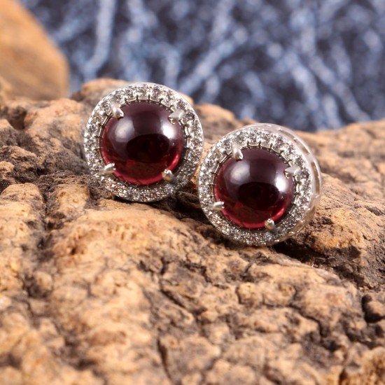 redgem silver stud earrings natural garnet red jaer251 women's fashion redgem silver stud earrings natural garnet red redgem 613