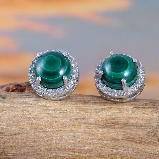 redgem jewelery 925 silver stud earrings natural malachite green jaer252 women's fashion redgem jewelery 925 silver stud earrings natural malachite green redgem 614