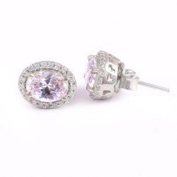 Redgem Silver Stud Earrings Natural Rock Crystal Colorless