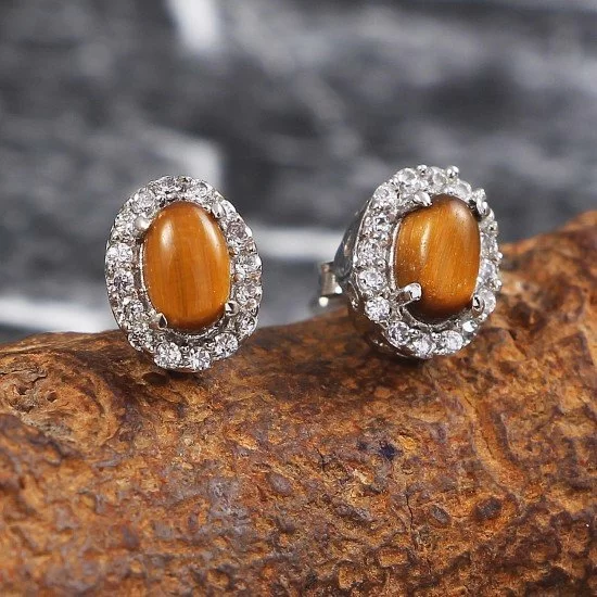 redgem 925 silver stud earrings for women natural tiger eye tiger color 4x6 mm oval jaer265 women's fashion redgem 925 silver stud earrings for women natural tiger eye tiger color 4x6 mm oval redgem 1338