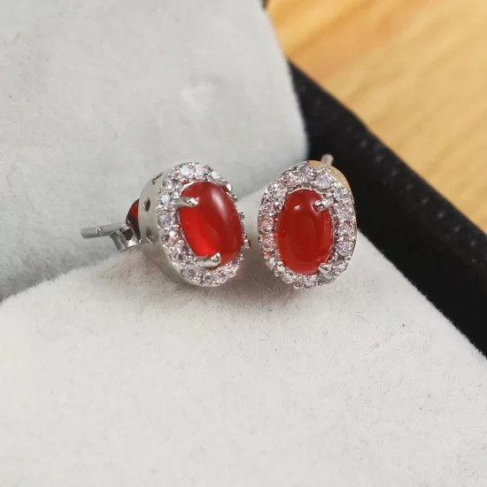 redgem 925 silver stud earrings for women natural onyx red 4x6 mm oval jaer268 women's fashion redgem 925 silver stud earrings for women natural onyx red 4x6 mm oval redgem 1341