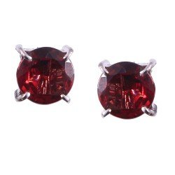 Redgem 925 Silver Precious Gems Earrings Natural Garnet Red