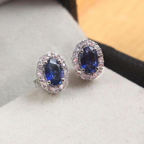 redgem 925 silver stud earrings for women natural blue sapphire 4x6 mm oval jaer270 women's fashion redgem 925 silver stud earrings for women natural blue sapphire 4x6 mm oval redgem 1343